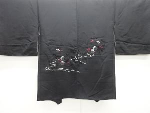 流水に草花模様刺繍絵羽織